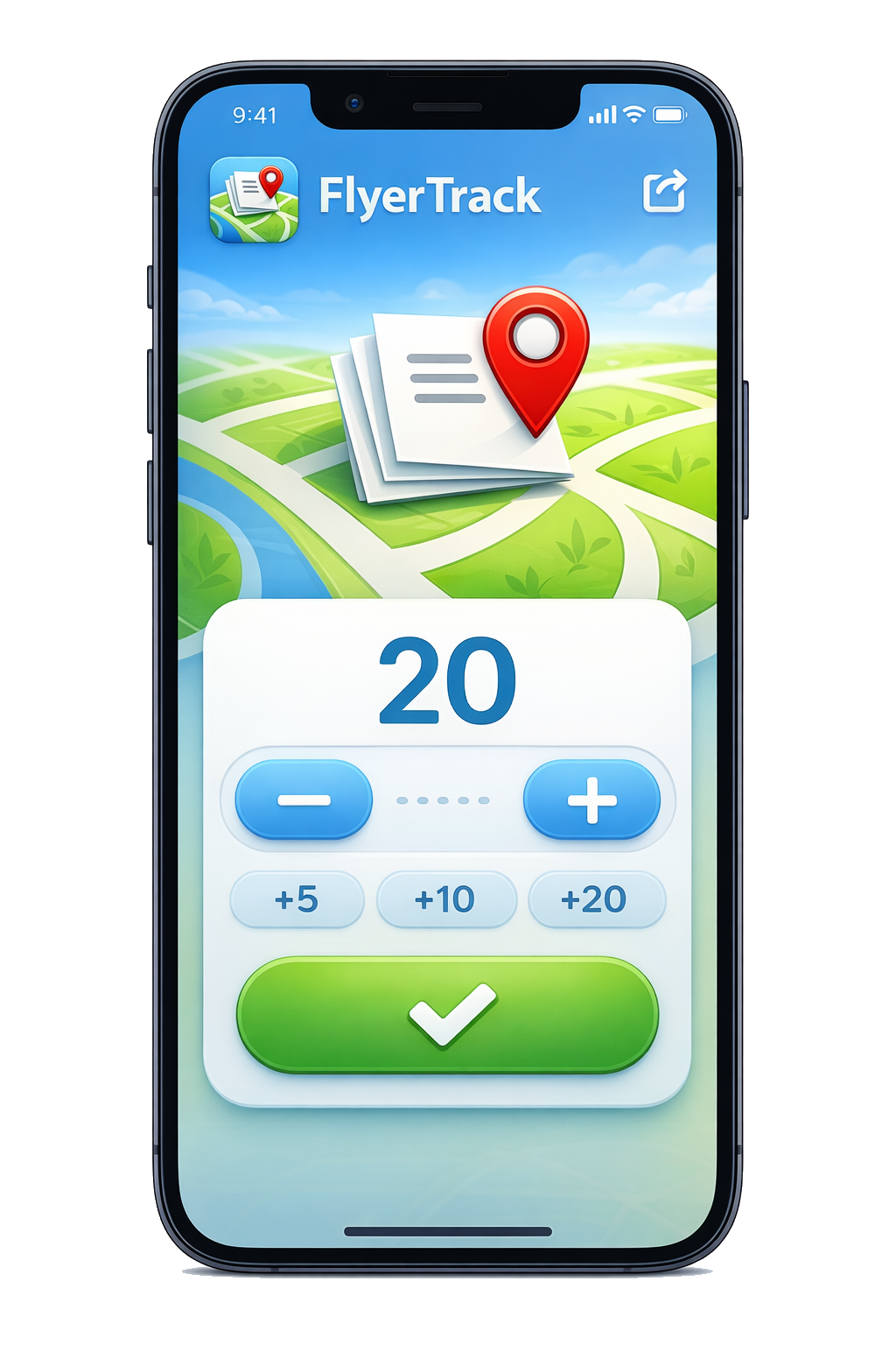 FlyerTrack counter screen